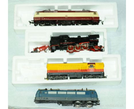 Fleischmann / Fratesch / Marklin HO Scale group of Steam / Diesel and Overhead ElectricLocomotives consisting of a DB cream a