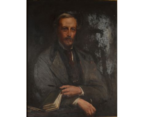 An oil on canvas portrait of a gentleman, 'J.W.Walrond 1876', signed in top left corner, inscribed bottom right 'after a pict