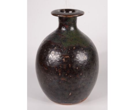 A Trevor Corser Leach pottery vase, with a tenmoku glaze, with TC monogram and Leach pottery seal, height 23.5cm. 