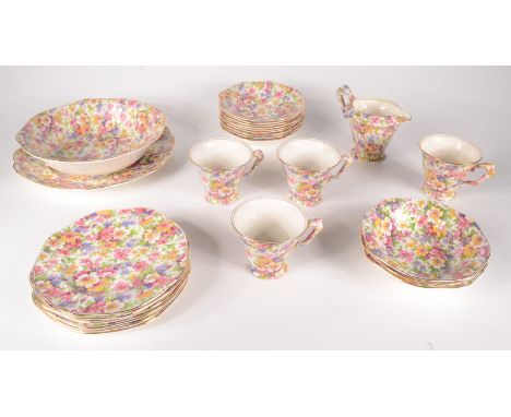A James Kent Ltd 'Du Barry' Fenton 'Chintz' pattern part tea service.