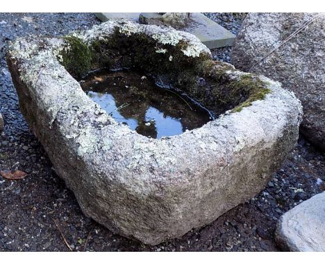 A rectangular granite trough, height 26cm, width 53cm, depth 43cm.