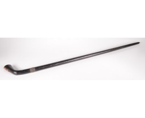 A horn handled swordstick, 19th century, the blade decorated with foliage, in an ebonised wood shaft, full length 98cm. 