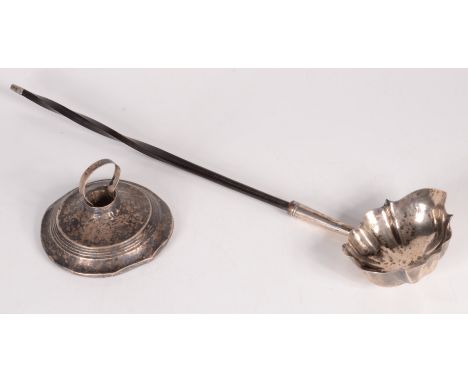 A Georgian silver punch ladle and one other piece.