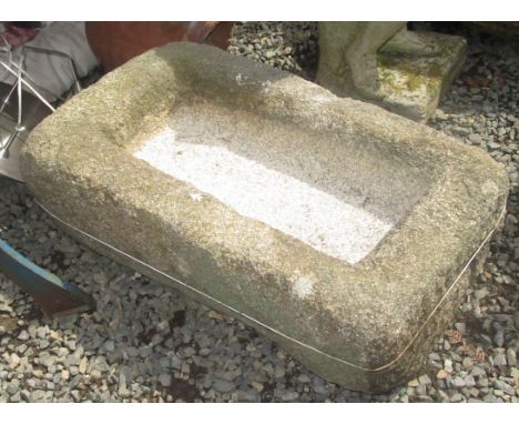 A rectangular granite trough, height 20cm, length 60cm, width 36cm. Condition report: no major flaws in the granite
