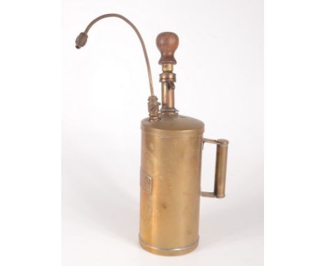 A brass sprayer, the plaque inscribed 'Deodor-x-sprayer, Deodor-x-hygiene services, Liverpool', height 37.5cm, a Wilkinson Em