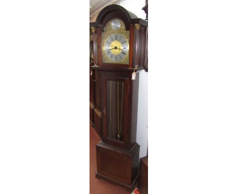 A George III style reproduction mahogany longcase clock, the brass dial signed Richard Broad, Bodmin, Cornwall, England, flan