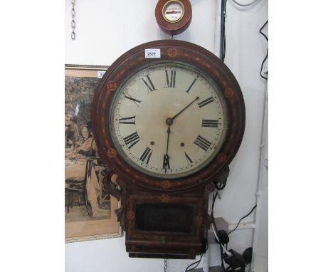 A Victorian inlaid mahogany wall clock, 71 x 42cm.