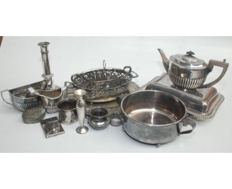 An entree dish, a Georgian style three piece tea service, a toast rack, etc.