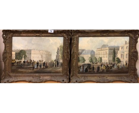 A pair of gilt framed oils on canvas of 19th Century street scenes, signed R. Weymann, frame 51 x 42cm.