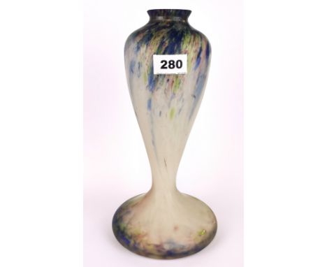 A signed Le Verre Francais glass lamp base, H. 30cm.