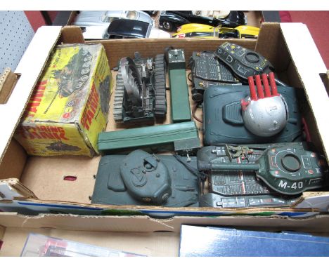 A Quantity of 1960's and Later Toy Tanks, in tinplate and plastic by Marx, Modern Toys and others. Spares or repairs.