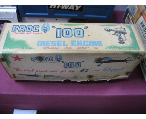 A Frog "100" Aero Engine 1cc, in original box with paperwork. Purchased in 1948 later propellor and some small parts changed.