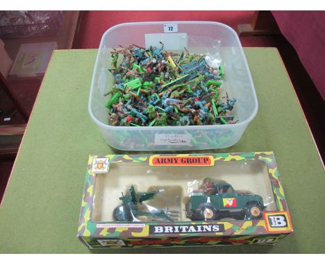 A Quantity of Britains Deetail Figures, including British, German and American Infantry. Plus a boxed Britains Set No. 9787 A