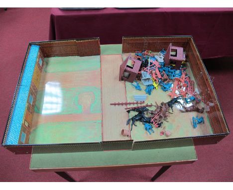 An Original 1968 Fort Apache Playset by Marx, tin case with plastic contents, unchecked.