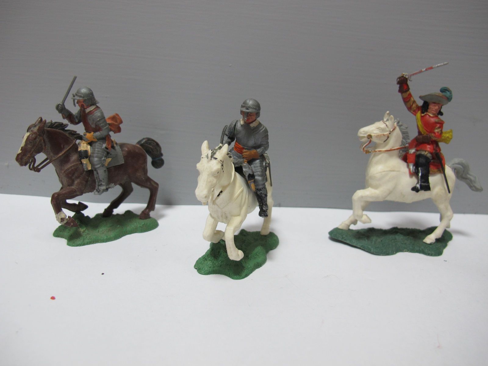 Three Original Britains Plastic English Civil War Figures Mounted, (two ...