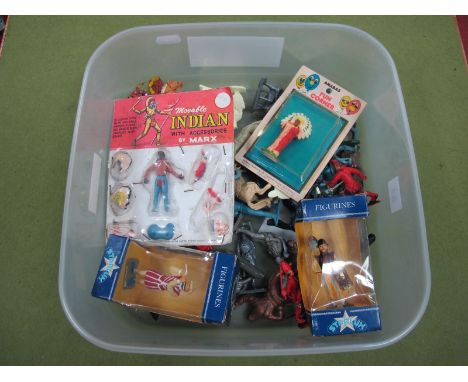 A Quantity of Plastic Figures, by various makers including two boxed Starlux Historical Figures, an unusual sealed and carded