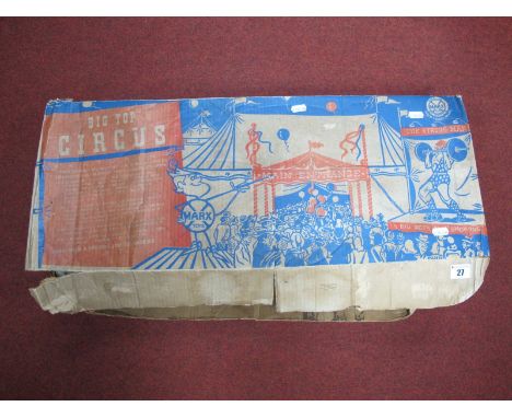 An Original 1960's Louis Marx of Swansea Big Top Circus Playset, tinplate big top, missing figures. Unchecked, boxed, box poo