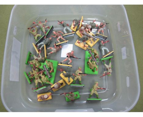 A Quantity of Britains Deetail Figures, including Japanese Infantry, 8th Army, Africa Corps. Mortar and Vickers machine gun n