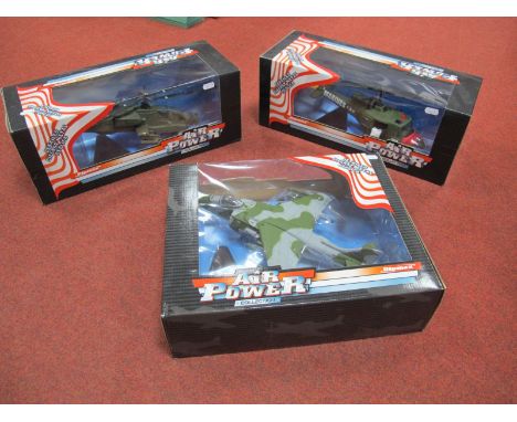 Three Boxed Ripmax Air Power Diecast and Plastic Military Aircraft and Helicopters, #D-air1002 1:40th Scale AV-8 Harrier,  #D