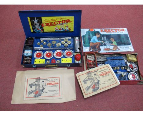 Two 1930's Electric Construction Sets by A. Gilbert of America, one in tin blue case with electric 'engine', appears never to