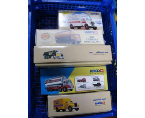 Five Boxed Corgi 'Classics' Diecast Commercial Vehicles, including #24302 Leyland Cylindrical Tanker Set 'Double Diamond', #9