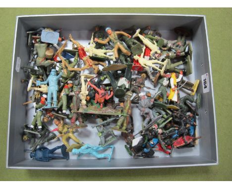 A Quantity of Mid XX Century Plastic Figures by Lone Star, Marx, Herald, Among Others, various subjects including first aid, 