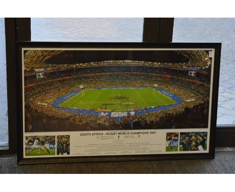 South Africa Rugby World Champions 2007, large photographic colour print, framed and glazed.