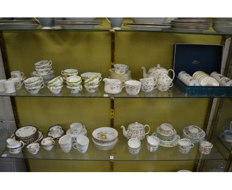 A large quantity of part tea services by Minton and other makes together with a Royal Worcester boxed coffee set.