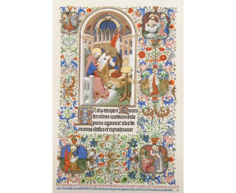 The Master of the Bedford Book of Hours, chromolithograph in gold and colours on paper, St Mark writing his Gospel - Addition