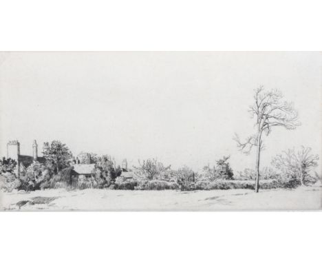 Alfred Hugh Fisher, ash tree near Winchester where Keats walked, etching, signed in pencil, plate 12.5cm x 25cm . Condition R