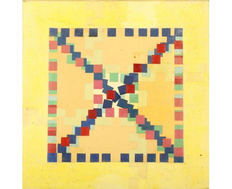 Roger Barnard, abstract composition, oil on canvas, 35cm x 35cm, framed . Condition Report: No canvas damage, untouched condi