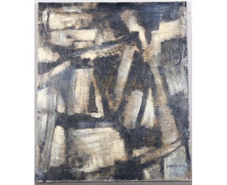 Contemporary abstract composition, oil on canvas, indistinctly signed, 60cm x 50cm, unframed . Condition Report: No canvas da