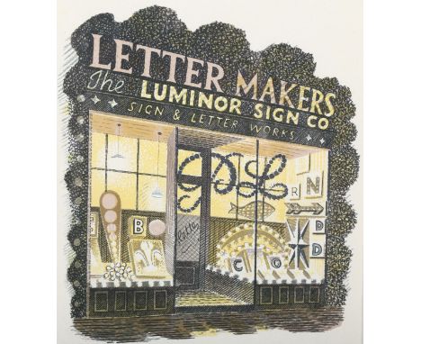 Eric Ravilious (1903-1942), lithograph in colours on paper, Letter Maker, 16cm x 14cm, mounted, glazed and framed. Printed by