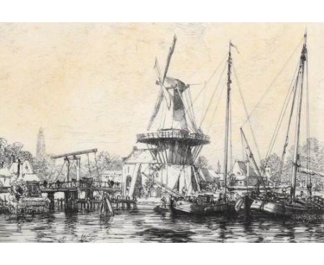 Maxime Lalanne (1827 - 1886), Harlom 1877, etching, plate 20.5cm x 30cm, framed . Condition Report: Slight paper discolourati