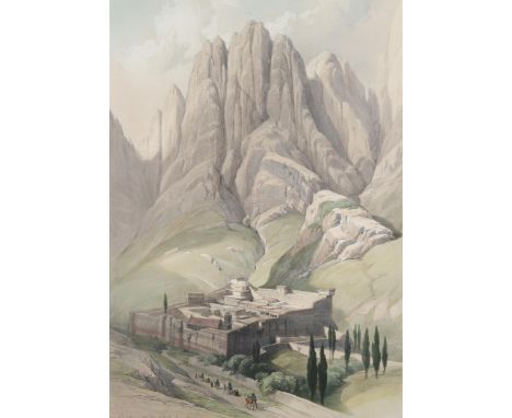 David Roberts, Convent Of St Catherine With Mount Horeb 1839, colour lithograph, 50cm x 34cm, framed . Condition Report: Good