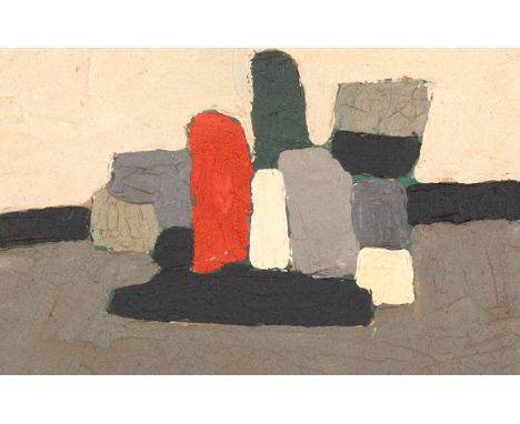 Contemporary abstract composition, impasto oil on board, unsigned, 19cm x 30cm, framed . Condition Report: Good condition