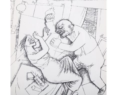 George Grosz (1893-1959), lithograph on paper, Eheszene – Marriage Scene (1915), 20.5cm x 19.5cm, mounted, glazed and framed,