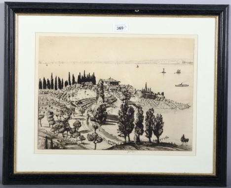 Job Nixon, architectural pencil study, together with pencil signed etching, largest 38cm x 28cm, both framed . Condition Repo