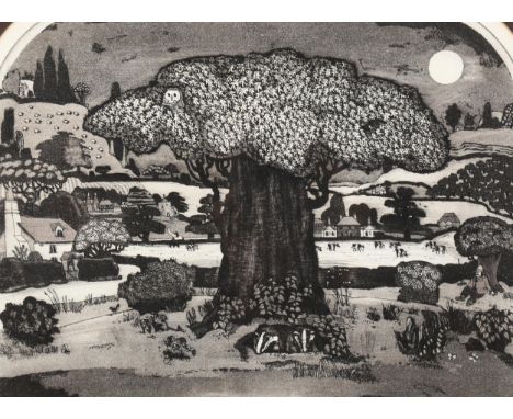 Graham Clarke (born 1941), Badgers Oak, limited edition etching, 36 of 100, signed in pencil, 29cm x 36cm, framed . Condition