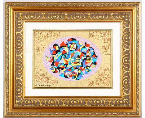 Anatole Krasnyansky (Ukrainian, 1930 - 2023), abstract composition, mixed media on canvas, signed, 28cm x 20cm, framed . Cond