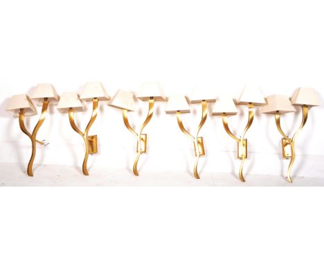 Porta Romana - Ribbon Lights - A matching set of six contemporary high end designer double sconce wall light sconces / lamps 