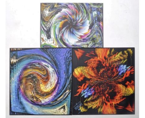 Trish Gale - Three original digital art pieces. Each a one-off coloured print on aluminium panel in vibrant colours. Comprise