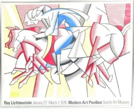 Roy Lichtenstein (American 1923-1997) - The Red Horseman - A 20th Century 1976 Exhibition coloured lithograph poster for Janu