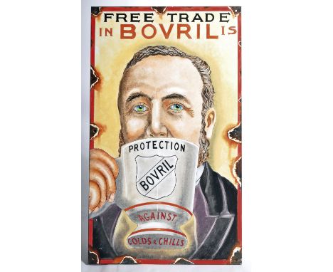 Bovril - A contemporary oil on board artist's impression painting of a traditional advertising enamel sign. The sign featurin