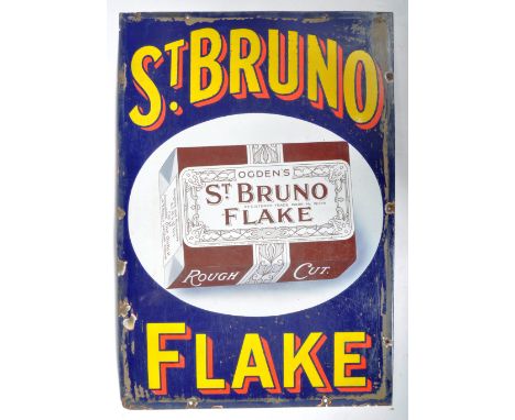 St. Bruno Flake - Ogden's - A vintage early 20th Century tobacconists advertising display enamel sign featuring a central pic