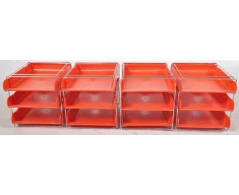 Hago - Model 358 - A collection of four retro vintage industrial atomic space age sputnik three tier attache racks of tubular