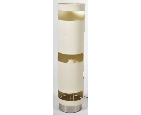 A contemporary Poole lighting made retro vintage modernist table lamp light comprising of a circular lamp base with tall cyli