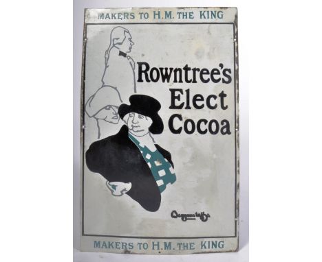 Rowntree's Elect Cocoa - An early 20th Century circa 1910 pictorial confectionary shop display advertising enamel sign for Ro