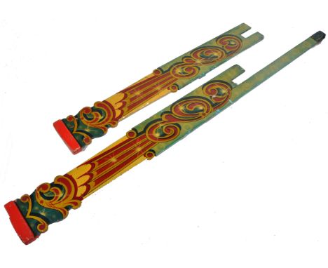 Hall &amp; Fowle - A pair of vintage 20th Century 1930's Art Deco fairground / funfair hand painted upright columns (possibly