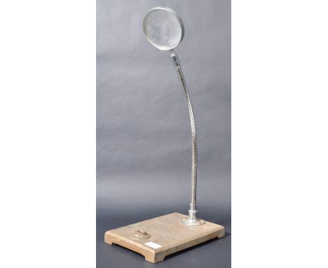 A retro vintage mid 20th Century Philip Harris &amp; Co Ltd of Birmingham magnifying glass on stand with pen holder/ workstat